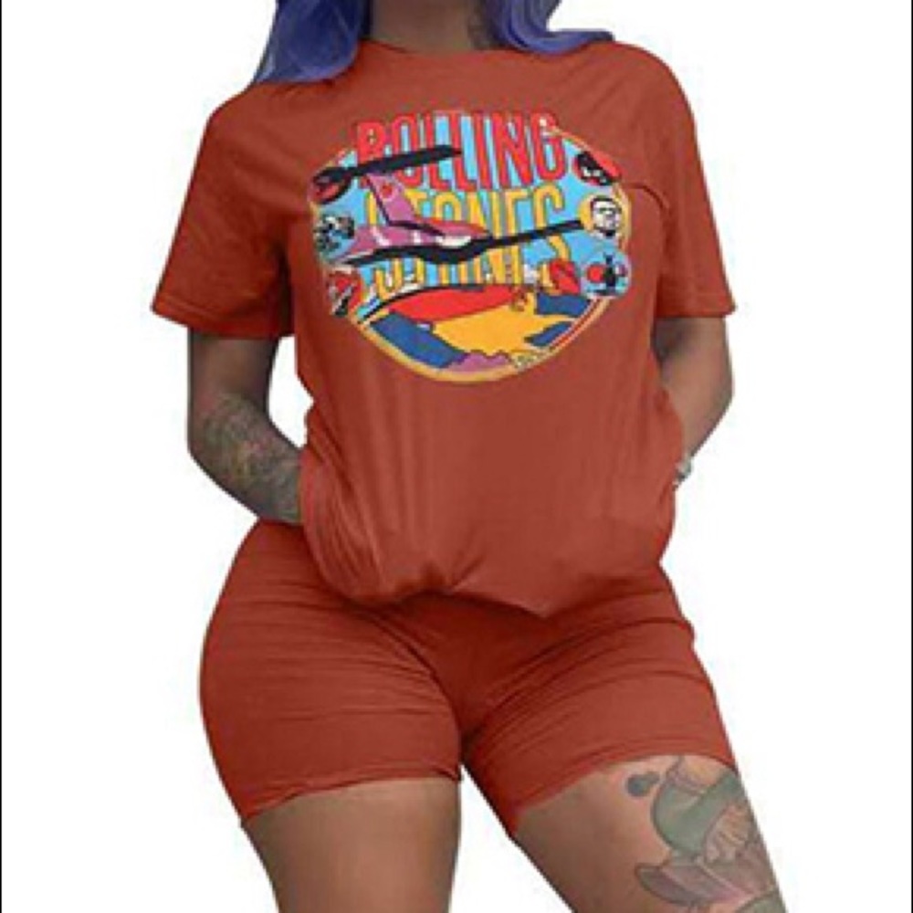 Rolling Stones | Graphic Band Tee Top & Bottom Coordinating Set